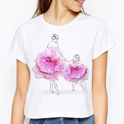 XS-3XL Women Fashion Rose Girl 3D Printing T-Shirts