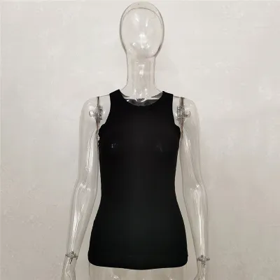 S-L Women Cotton Slim Fit Ultra-Short Crew Neck Tank Top