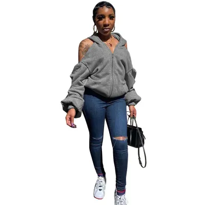 S-3XL Women Sexy Hollowed Out Sleeve Irregular Backless Hoodies