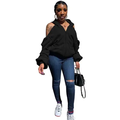 S-3XL Women Sexy Hollowed Out Sleeve Irregular Backless Hoodies