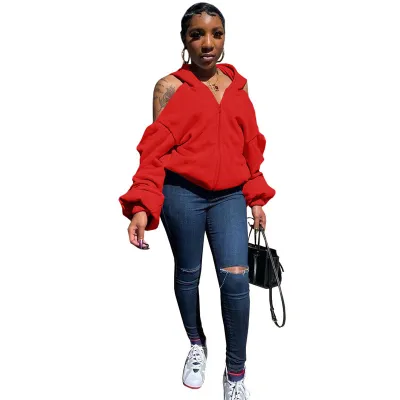 S-3XL Women Sexy Hollowed Out Sleeve Irregular Backless Hoodies