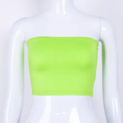 S-L Women Sexy Neon Color Tube Top Polyester Spandex