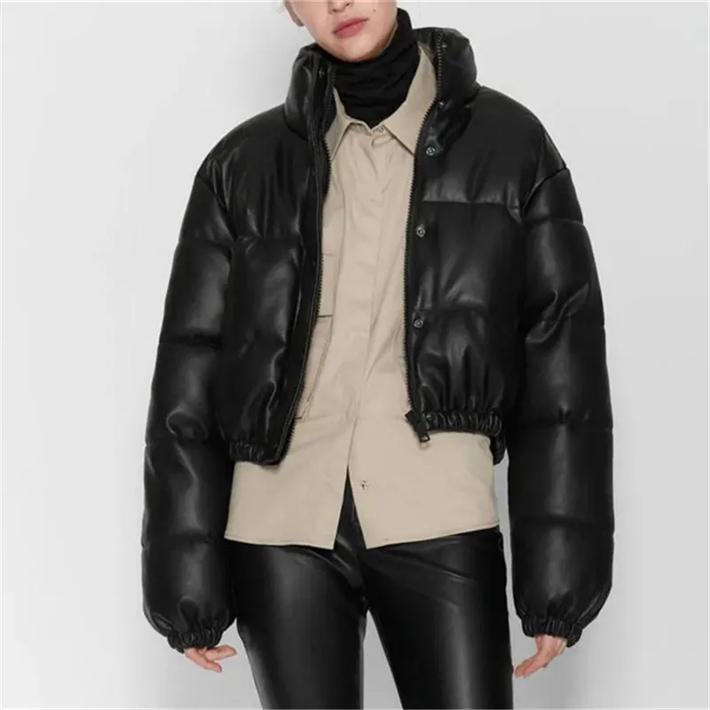 S-L Women Quilted Coat Stand Collar Long Sleeve Solid Color Urban Leisure