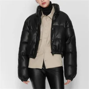 S-L Women Quilted Coat Stand Collar Long Sleeve Solid Color Urban Leisure