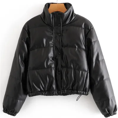 S-L Women Quilted Coat Stand Collar Long Sleeve Solid Color Urban Leisure