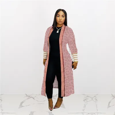 S-XXL Women Leopard Print Long Sleeve Cardigan Coat