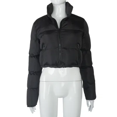 Winter Women Solid Color Lapel Long Sleeve Quilted Coat