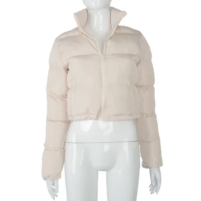 Winter Women Solid Color Lapel Long Sleeve Quilted Coat