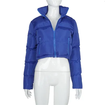 Winter Women Solid Color Lapel Long Sleeve Quilted Coat