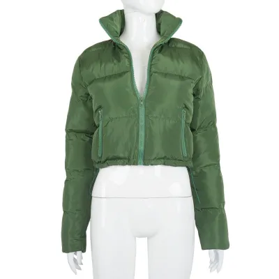 Winter Women Solid Color Lapel Long Sleeve Quilted Coat