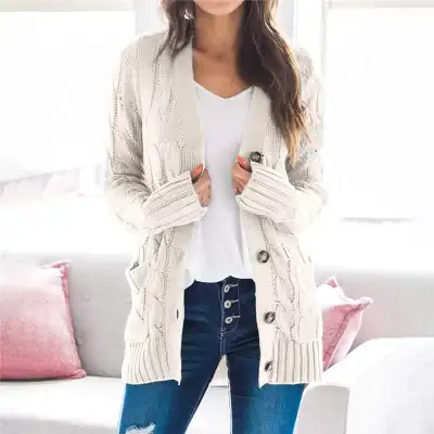 S-XL Women V-Neck Single Breasted Knitted Cardigan Street Hipster Style