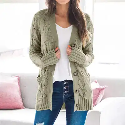 S-XL Women V-Neck Single Breasted Knitted Cardigan Street Hipster Style