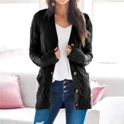 S-XL Women V-Neck Single Breasted Knitted Cardigan Street Hipster Style