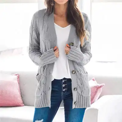 S-XL Women V-Neck Single Breasted Knitted Cardigan Street Hipster Style