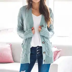 S-XL Women V-Neck Single Breasted Knitted Cardigan Street Hipster Style