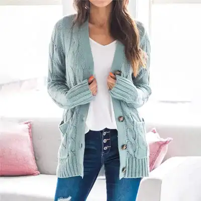 S-XL Women V-Neck Single Breasted Knitted Cardigan Street Hipster Style