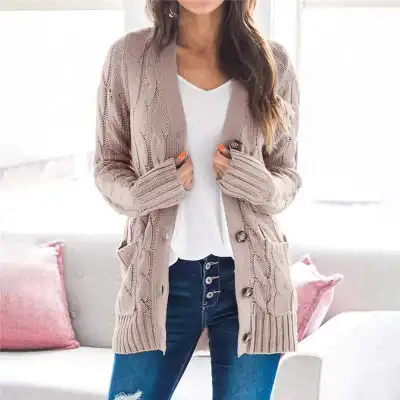 S-XL Women V-Neck Single Breasted Knitted Cardigan Street Hipster Style