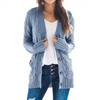 S-XL Women V-Neck Single Breasted Knitted Cardigan Street Hipster Style