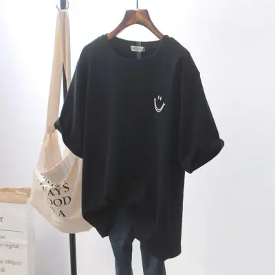 M-2XL Women Smiley Face Printed Loose T-Shirt