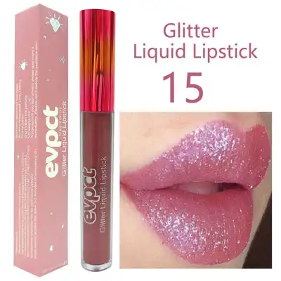 Evpct 15 Colors Glitter Liquid Lipstick Plumping Lip Gloss Set - Long Lasting Shimmer Lip Makeup
