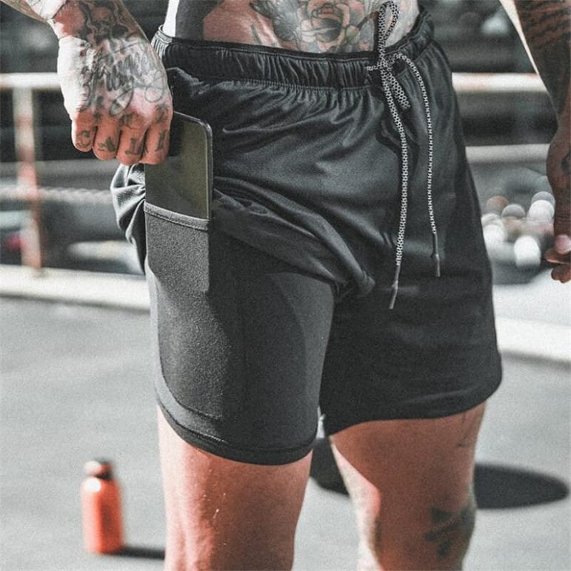 Wholesale M-3XL Men 2 in 1 Sports Jogging Fitness Running Shorts