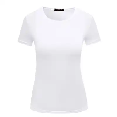 S-2XL Women Slim Fit Polyester Casual T-Shirt Urban Leisure Crew Neck Solid Color