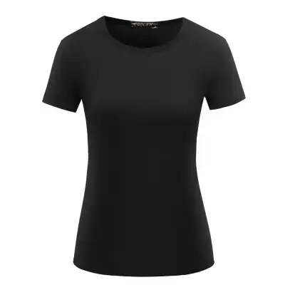 S-2XL Women Slim Fit Polyester Casual T-Shirt Urban Leisure Crew Neck Solid Color