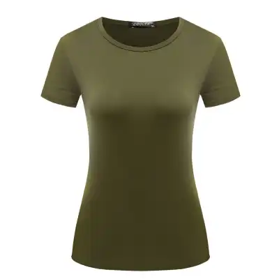 S-2XL Women Slim Fit Polyester Casual T-Shirt Urban Leisure Crew Neck Solid Color