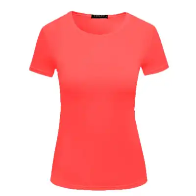 S-2XL Women Slim Fit Polyester Casual T-Shirt Urban Leisure Crew Neck Solid Color