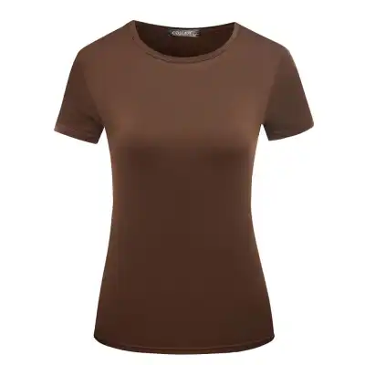 S-2XL Women Slim Fit Polyester Casual T-Shirt Urban Leisure Crew Neck Solid Color