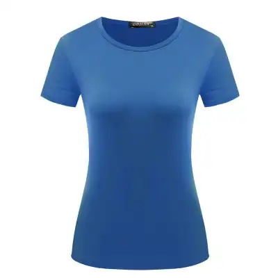S-2XL Women Slim Fit Polyester Casual T-Shirt Urban Leisure Crew Neck Solid Color