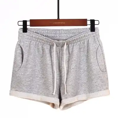 S-4XL Women Elastic High Waist Loose Plus Size Terry Shorts