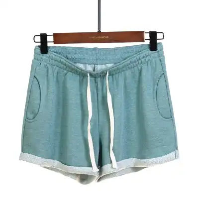 S-4XL Women Elastic High Waist Loose Plus Size Terry Shorts