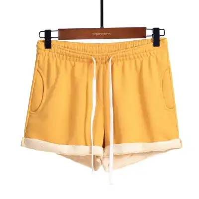 S-4XL Women Elastic High Waist Loose Plus Size Terry Shorts