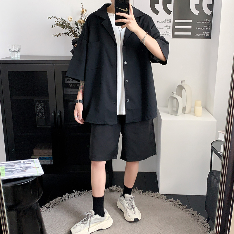 [COSYHARU公式]Luite Two-Pocket Short-Sleeved Shirt two stripe collar short sleeved T-shirt - COSYHARU | 60