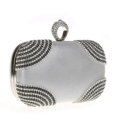 Women Chic Rhinestone Inlay Color Blocking Square Evening Bag