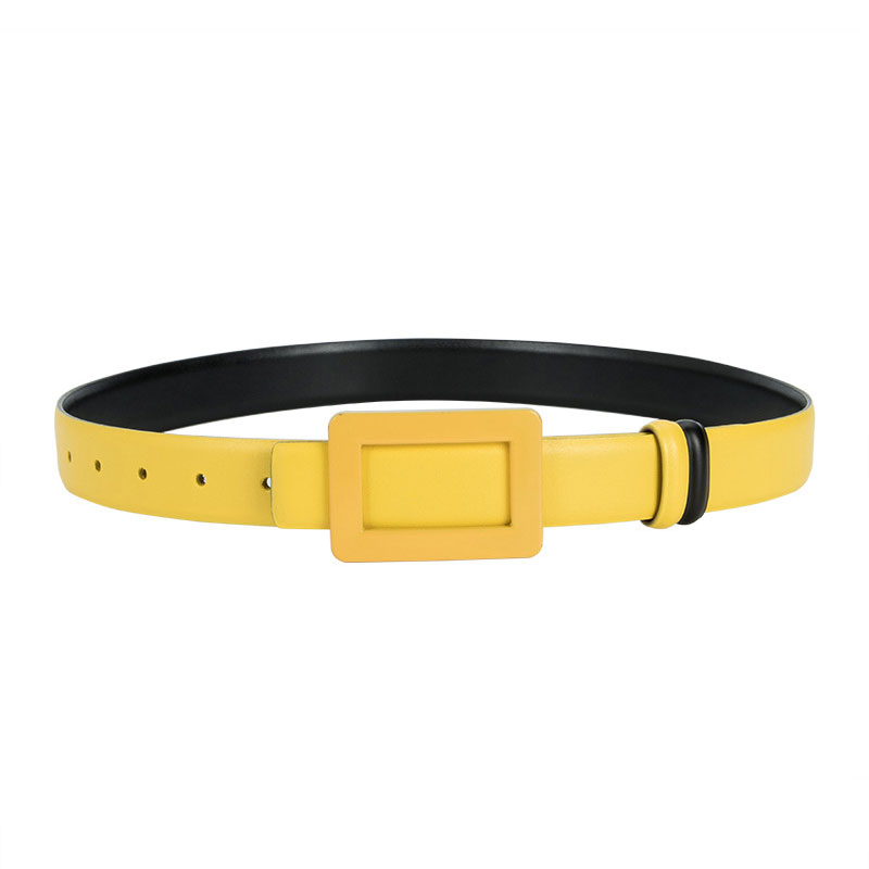 ◆FOLNUA◆ CLASSIC SQUARE BELT25MM 2COLOR F24FWFBBE01 Wholesale Women Simple Square Buckle Design Solid Color All