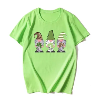 Women Casual St.Patrick's Day Festival Short Sleeve Graphic Printed Colored T-Shirt