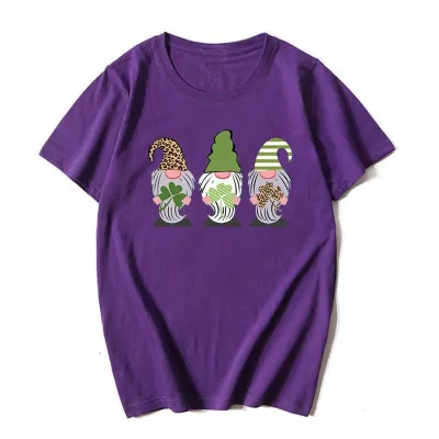 Women Casual St.Patrick's Day Festival Short Sleeve Graphic Printed Colored T-Shirt
