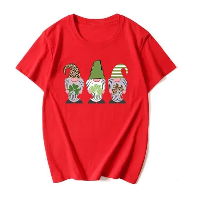 Women Casual St.Patrick's Day Festival Short Sleeve Graphic Printed Colored T-Shirt