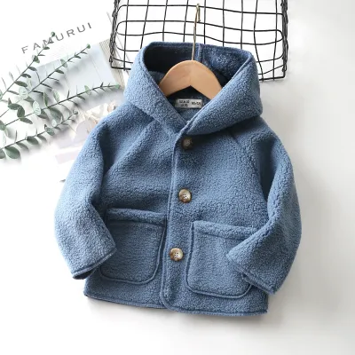 Kids Simple Basic Casual Solid Color Long Sleeve Hooded Coat with Zipper