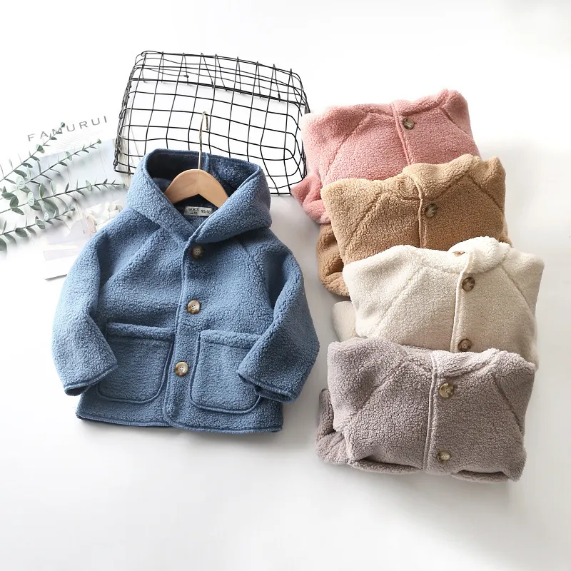 Kids Simple Basic Casual Solid Color Long Sleeve Hooded Coat with Zipper