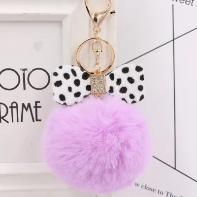 Cute Sexy Leopard Pattern Bow Pompon Key Chain