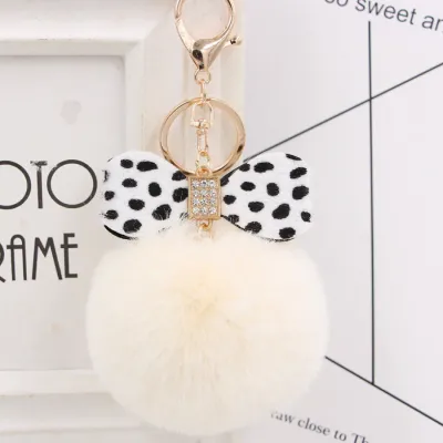 Cute Sexy Leopard Pattern Bow Pompon Key Chain