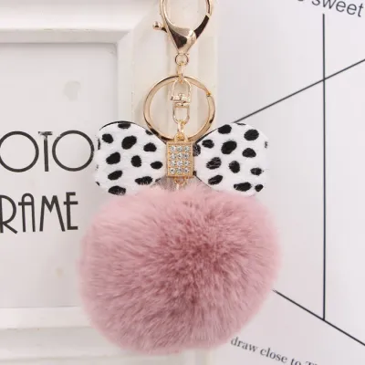 Cute Sexy Leopard Pattern Bow Pompon Key Chain