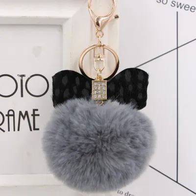 Cute Sexy Leopard Pattern Bow Pompon Key Chain