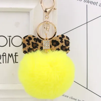 Cute Sexy Leopard Pattern Bow Pompon Key Chain