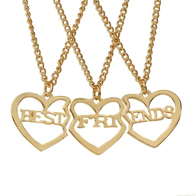 3pcs/set Creative Letter Pattern Heart-shaped Splicing Design Alloy Necklace Set for Women