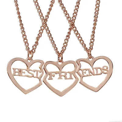 3pcs/set Creative Letter Pattern Heart-shaped Splicing Design Alloy Necklace Set for Women