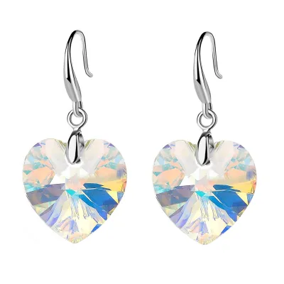 Temperament Heart Shape Pendant Imitation Crystal Drop Earrings